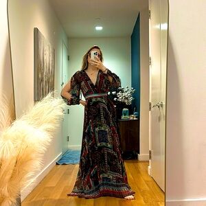 Alice + Olivia Black Multicolor Paisley Maxi Dress